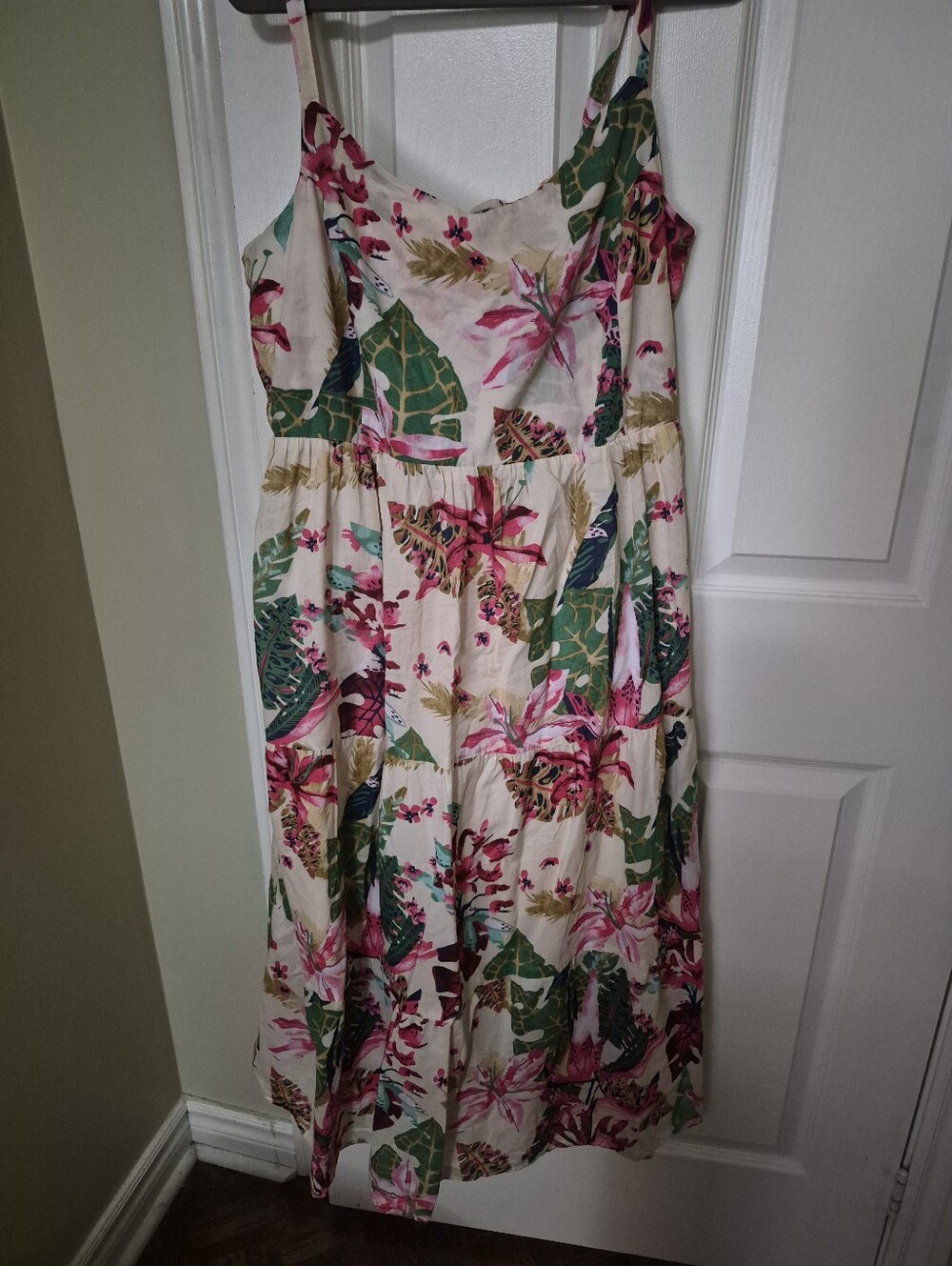 Mexx Floral Tropical Spaghetti Strap Midi Dress - Pink & Green